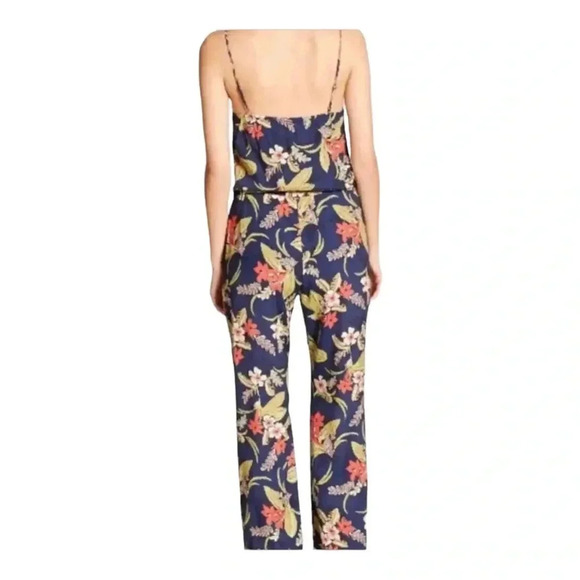 Polo Ralph Lauren V-Neck Drawstring Waist Blue Floral Jumpsuit Women’s size M - Picture 5 of 16